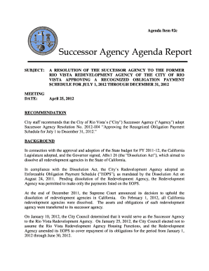 Successor Agency Agenda Report
