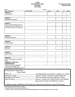 UNHM BACHELOR OF ARTS For Students Entering BUSINESS - manchester unh