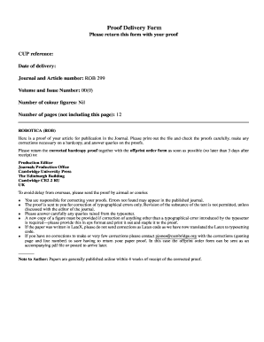 Proof Delivery Form