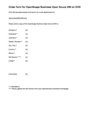 OpenScape Business Open Source SW Order Form