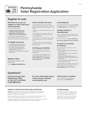 Pennsylvania Voter Registration Application