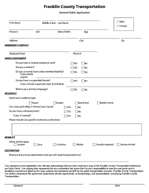 Franklin County Transportation Application