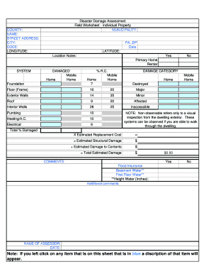 Disaster Damage Assessment Form