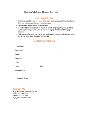 Odessa/Midland Home Purchase Prequalification Form
