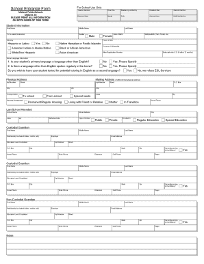 School Entrance Form