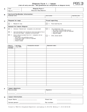 Visa Dispute Form 1