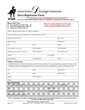 USDF Horse Registration Form