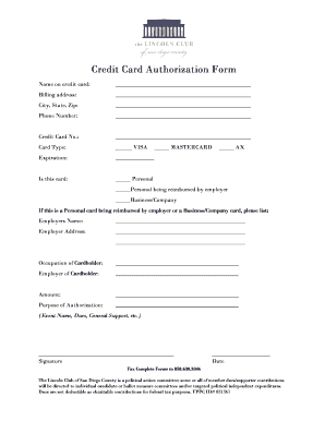Credit Card Authorization Form