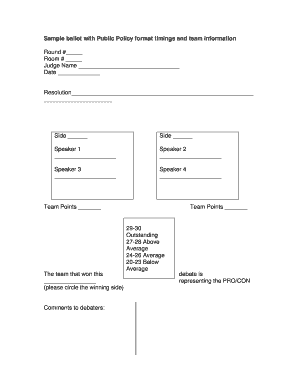 Debate Competition Ballot