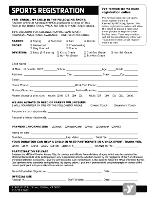 YMCA Sports Registration Form