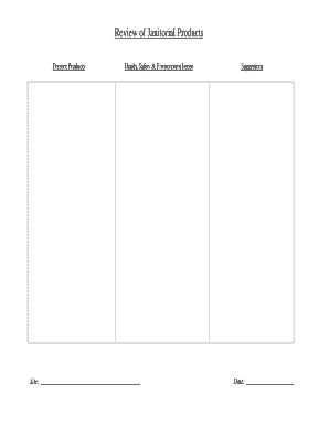 Janitorial Products Review Form