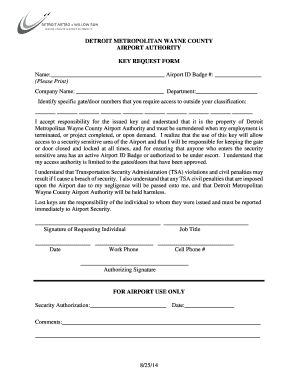 Detroit Airport Key Request Form