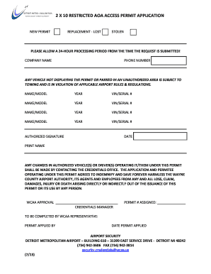 2x10 Restricted AOA Access Permit Application