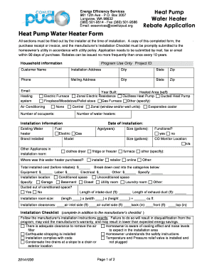 Heat Pump Water Heater Rebate Application