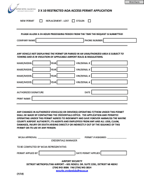 Wayne County Airport Access Permit Application