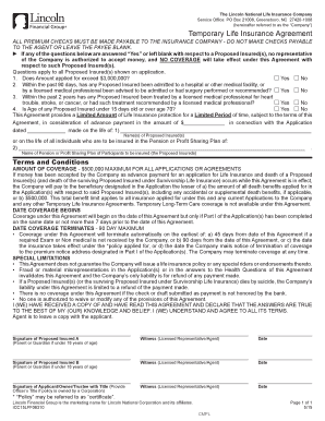 Temporary Life Insurance Agreement