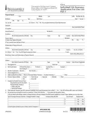 Transamerica Life Insurance Application