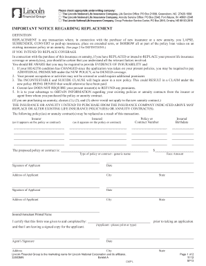 Life Insurance Replacement Notice