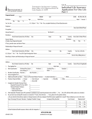 Transamerica Life Insurance Application