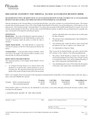 Terminal Illness Accelerated Benefits Rider Disclosure