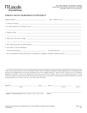 Foreign Travel or Residence Supplement