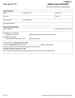 Express Issue Cover Sheet