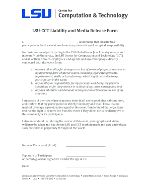 LSUCCT Liability and Media Release Form - cct lsu