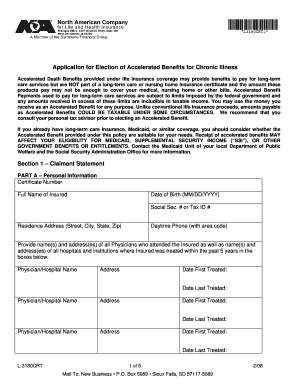 Application for Accelerated Benefits for Chronic Illness