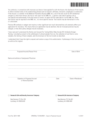 Notice and Consent for HIV Testing