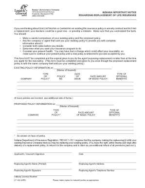 Life Insurance Replacement Notice