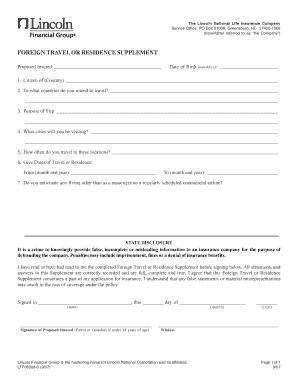 Foreign Travel or Residence Supplement
