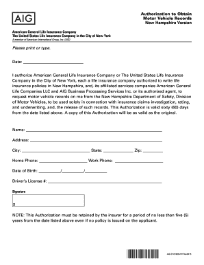 Authorization to Obtain Motor Vehicle Records