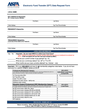 Electronic Fund Transfer Data Request Form