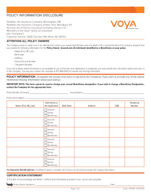 Policy Information Disclosure Form