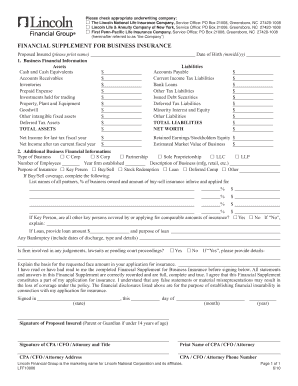 Financial Supplement for Business Insurance