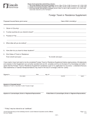 Foreign Travel or Residence Supplement