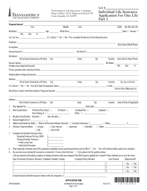 Transamerica Life Insurance Application