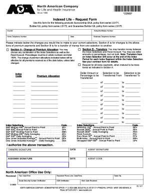 Indexed Life Request Form