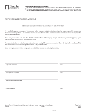 Life Insurance Policy Replacement Notice