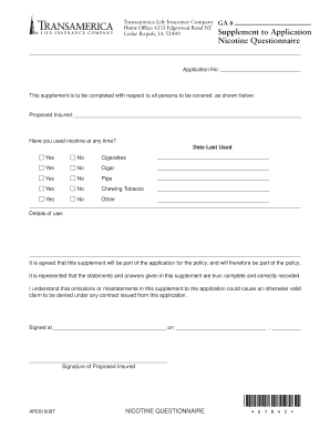 Nicotine Questionnaire Supplement