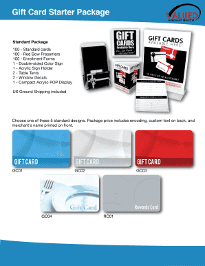 Gift Card Starter Package Order Form