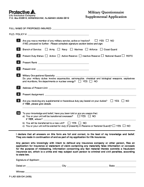 Military Service Supplemental Application