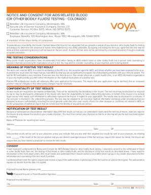 Notice and Consent for AIDS-Related Blood Testing - Colorado