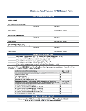 Electronic Fund Transfer Request Form