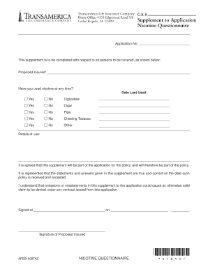 Nicotine Questionnaire Supplement