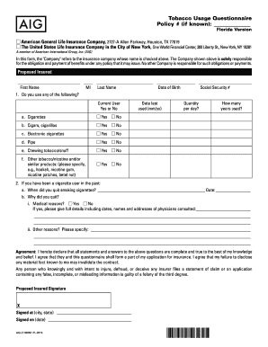 Tobacco Usage Questionnaire