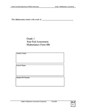Grade 1 Mathematics Assessment Form BB