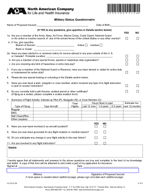 Military Status Questionnaire