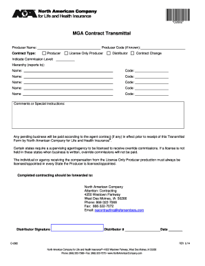 MGA Contract Transmittal Form