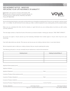Missouri Life Insurance Replacement Notice